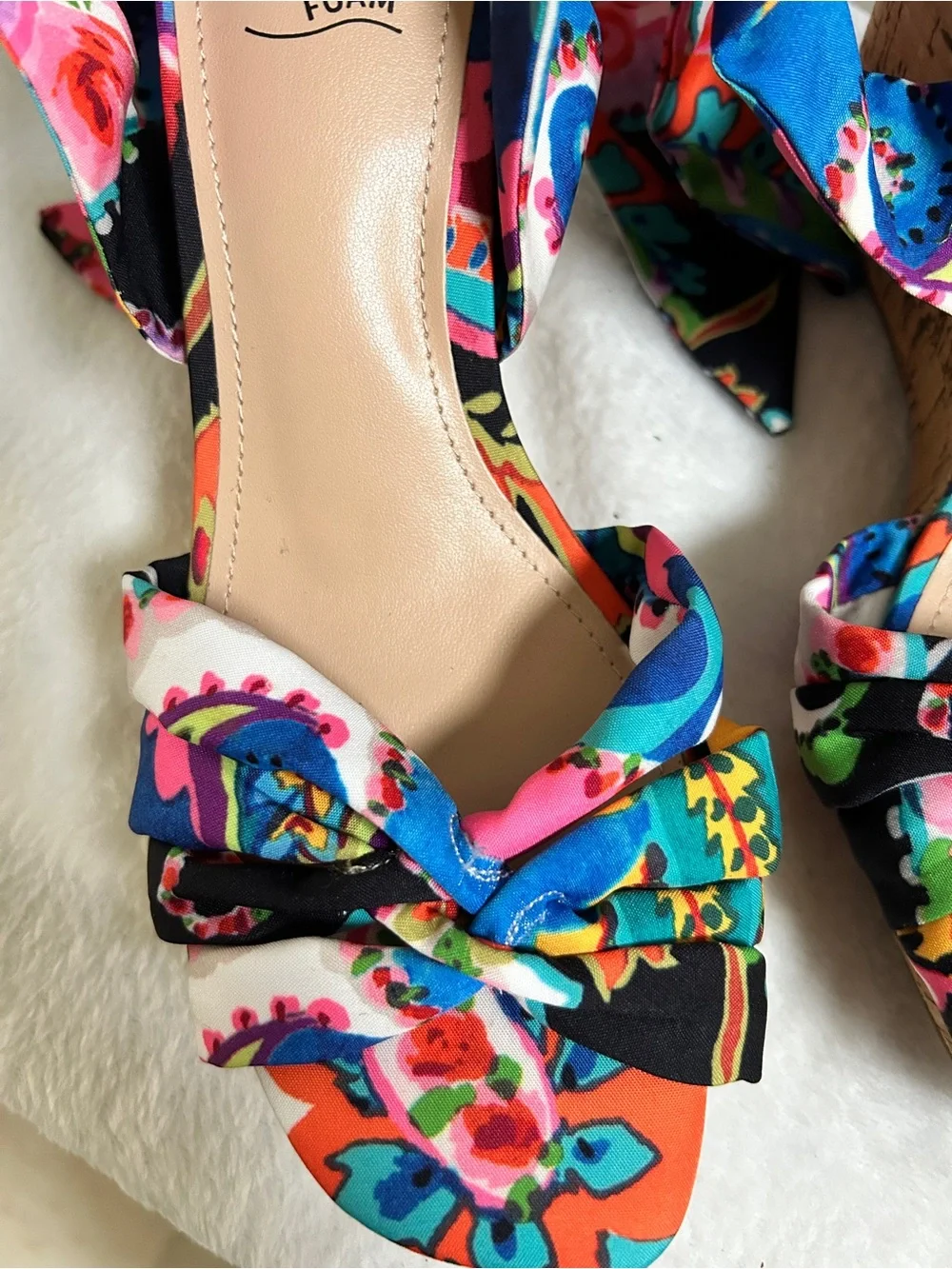 IMPO Multicolor Floral Tie-Ankle Heeled Sandals